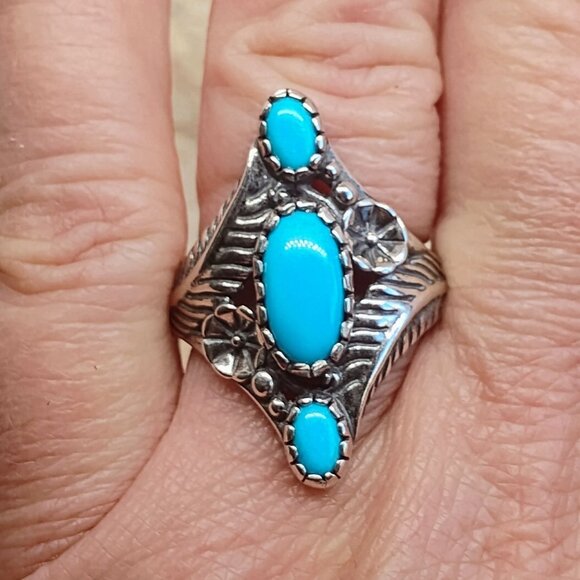 Carolyn Pollack AW Sterling Silver Sleeping Beauty Turquoise Ring Size 9 w/BOX - Picture 3 of 10